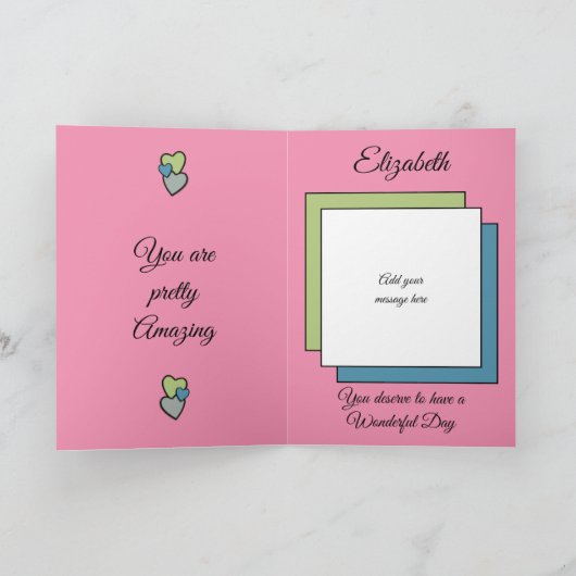 ねえゴージャスなハートスター写真ピンクの誕生日 カード (内部)