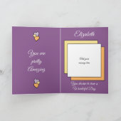 ねえゴージャスなハートスター写真紫の誕生日 カード (内部)