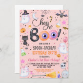 ねえブハロウィーン女の子の誕生日招待状任意の年齢。 招待状 (正面/裏面)