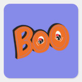 ねえブー怖がらせたタイポグラフィスケッチアート スクエアシール (正面)