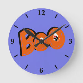 ねえブー怖がらせたタイポグラフィスケッチアート ラウンド壁時計