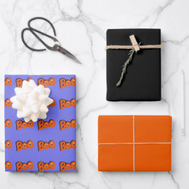 ねえブー怖がらせたタイポグラフィスケッチアート ラッピングペーパーシート