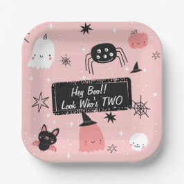 ねえブー見て誰が2つの可愛い誕生日紙プレート ペーパープレート