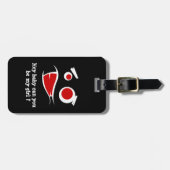 ねえベビーは私の女の子のモンスターデザインTシャツ ラゲッジタグ (正面横)