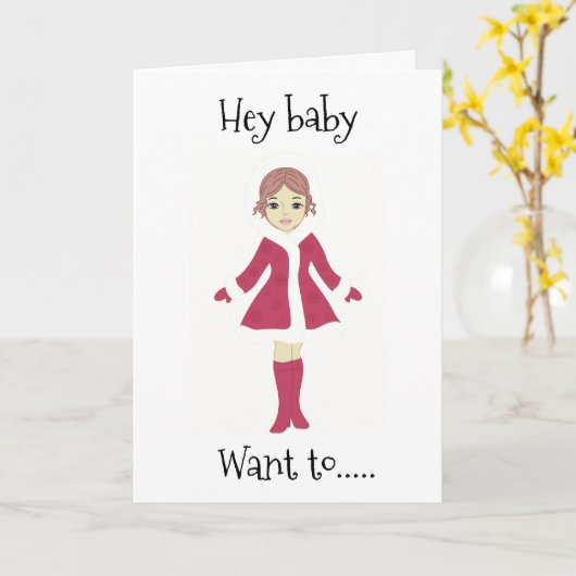 ねえベビー**ヤドリギの下で私に会いたい?*** カード (黄色い花)