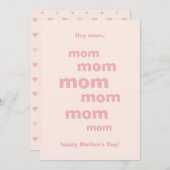 ねえママ、ピンクのハートグリッターハッピーマザーズデイ シーズンカード (正面/裏面)