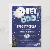 ねえbooかわいい幽霊ハロウィーン誕生日パーティー 招待状 (正面)