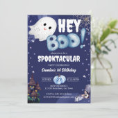 ねえbooかわいい幽霊ハロウィーン誕生日パーティー 招待状 (スタンド正面)