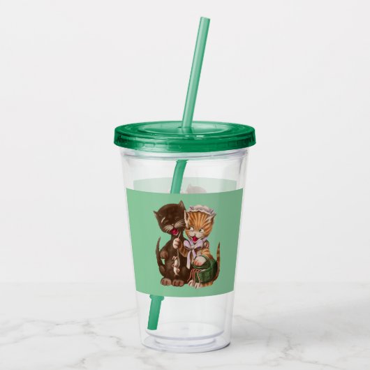 ねこおもしろいとネズミの組み合わせ アクリルタンブラー (裏面)