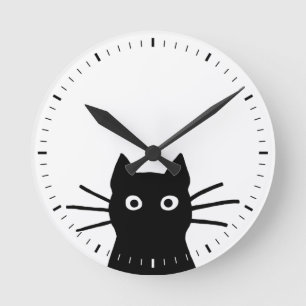ねこおもしろい猫 ラウンド壁時計