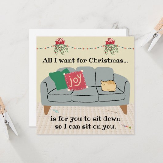 ねこからのクリスマスカード、オレンジの焼き型のねこ カード (正面/裏面インサイチュ)