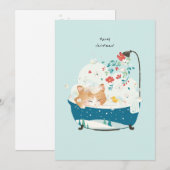 ねこからのクリスマスプレゼント キティのバブルバス サンキューカード (正面/裏面)