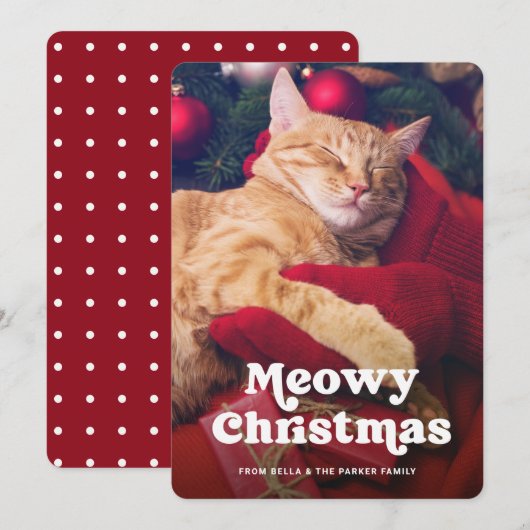 ねこからのクリスマスメッセージ | 愛猫の写真付きユーモア シーズンカード (正面/裏面)