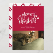 ねこからのクリスマス　レッド　ホリデー　フォトカード シーズンカード (正面/裏面)