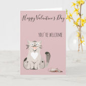 ねこからのバレンタインデーのおめでとう カード (黄色い花)