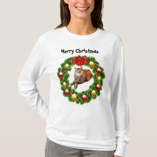 ねこからのメリークリスマス Tシャツ (正面)