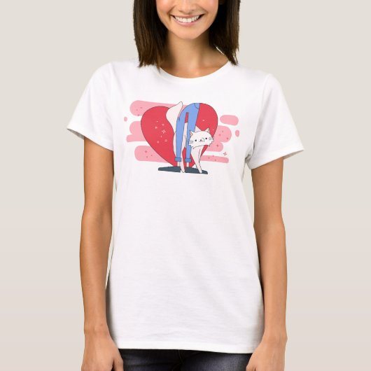 ねこからのラブ、1950年アニメの猫 Tシャツ (正面)