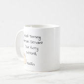 ねこからの朝のご挨拶人間メイド コーヒーマグカップ (正面左)