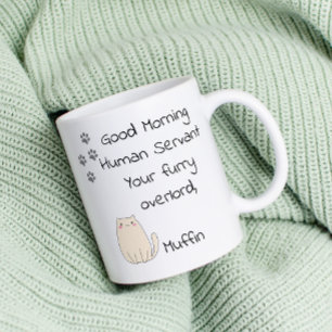 ねこからの朝のご挨拶人間メイド コーヒーマグカップ
