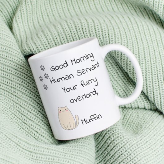 ねこからの朝のご挨拶人間メイド コーヒーマグカップ
