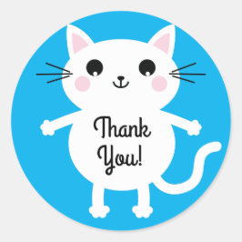 ねこかわいい子猫キッズバースデーパーティーテーマ ラウンドシール