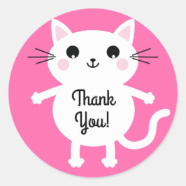 ねこかわいい子猫キッズバースデーパーティーテーマ ラウンドシール