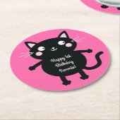 ねこかわいい子猫キッズバースデーパーティーテーマ ラウンドペーパーコースター (アングル)