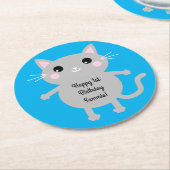 ねこかわいい子猫キッズバースデーパーティーテーマ ラウンドペーパーコースター (アングル)