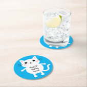 ねこかわいい子猫キッズバースデーパーティーテーマ ラウンドペーパーコースター (インサイチュ)