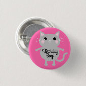 ねこかわいい子猫キッズバースデーパーティーテーマ 缶バッジ (正面&裏面)