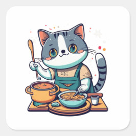 ねこがスープを作る スクエアシール