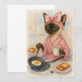 ねこが朝食を料理する　とっても美味しそう！ 招待状 (正面/裏面)