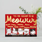 ねこが歌う季節 ～ ふわふわユーモアなかわいい猫たちのクリスマスソング 箔シーズンカード (立ち正面)