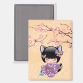 ねこけこし人形 - 猫耳芸者娘 マグネット (正面/裏面)