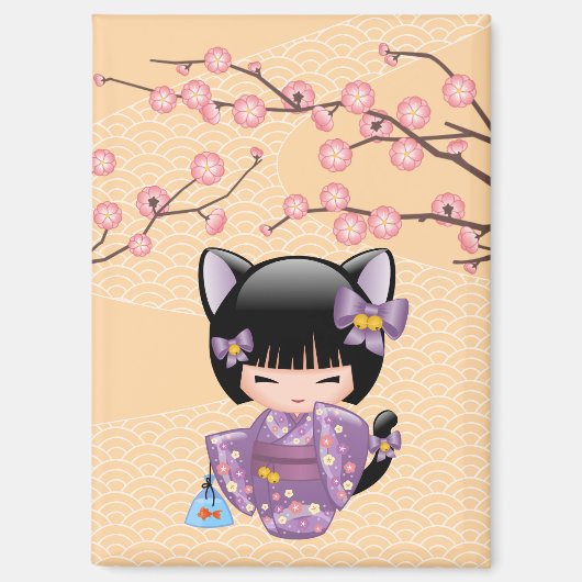 ねこけこし人形 - 猫耳芸者娘 マグネット (正面)