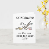 ねこたちの新しい家を買ったお祝いカード カード (黄色い花)