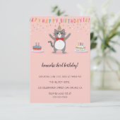 ねこだらけのキッズパーティー かわいいネコの誕生日カード 招待状 (スタンド正面)