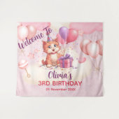 ねこちゃんのお誕生日お祝いタペストリー タペストリー (正面(横))