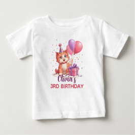 ねこちゃんのお誕生日パーティー ベビーTシャツ