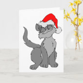 ねこちゃんのクリスマスカード カード (黄色い花)