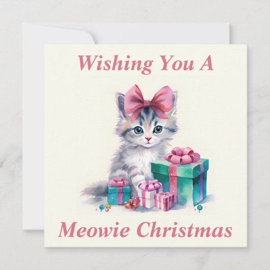 ねこちゃんのクリスマスカード サンキューカード (正面)