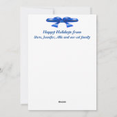 ねこちゃんのクリスマスカード 青と白のフラットホリデーカード シーズンカード (裏面)