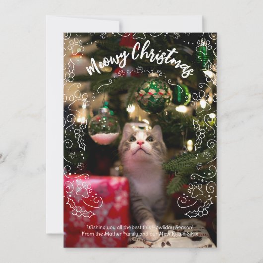 ねこちゃんのクリスマス写真カード 招待状 (正面)