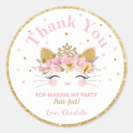 ねこちゃんの誕生日お礼ステッカー・ラベル ラウンドシール