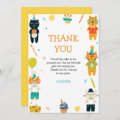 ねこちゃんの3歳の誕生日お礼カード サンキューカード (正面/裏面)