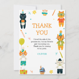 ねこちゃんの3歳の誕生日お礼カード ファニーキャッツスリー サンキューカード