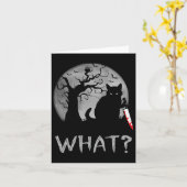 ねこって何なの？ナイフの衣装を着た殺意満載の黒猫 カード (黄色い花)