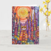 ねこですごく元気なグリーティングカード カード (黄色い花)