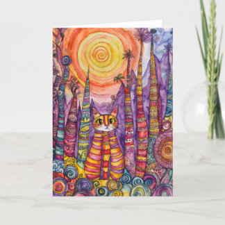 ねこですごく元気な猫のグリーティングカード カード
