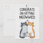 ねこにゃん結婚おめでとう 面白い猫のウェディング ポストカード (正面/裏面)